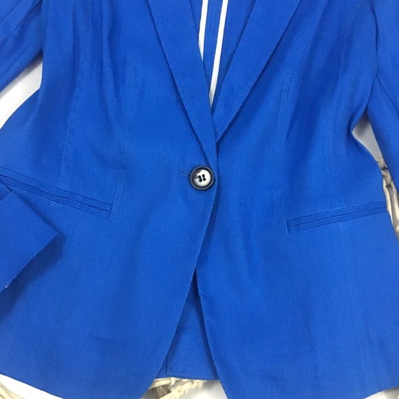 Halogen • Royal Blue One Button Linen Blend Blazer - Picture 5 of 7